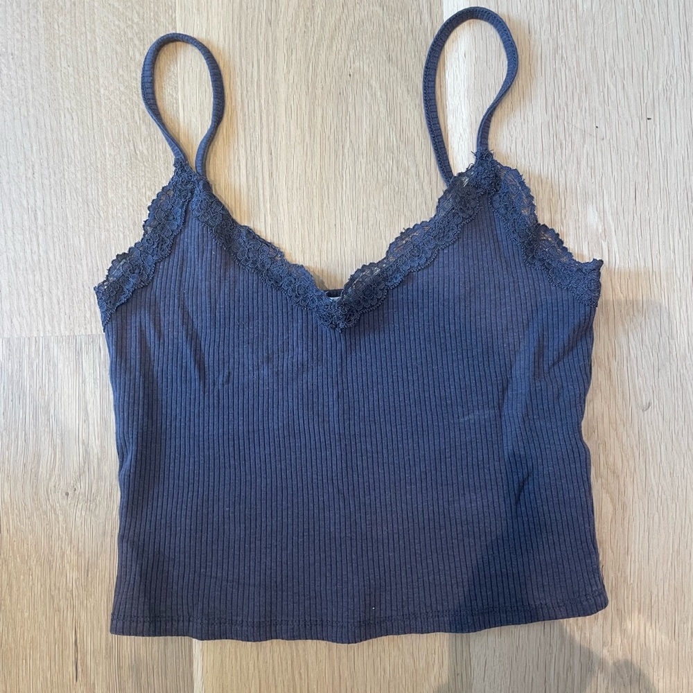 Garage ribbed lace tank